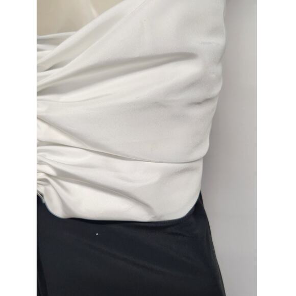 Rare VTG The Gilberts For Tally Maxi One Shoulder Black Dress White Bow, Size 8 - Picture 5 of 14